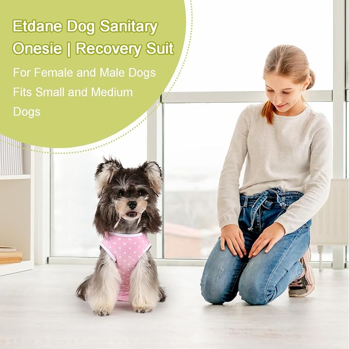 Etdane Dog Period Diapers Small Dog Period Suit Dog Sanitary Panties for Male Female Dogs Diaper Cover for Heat Pink Polka Dots/XL