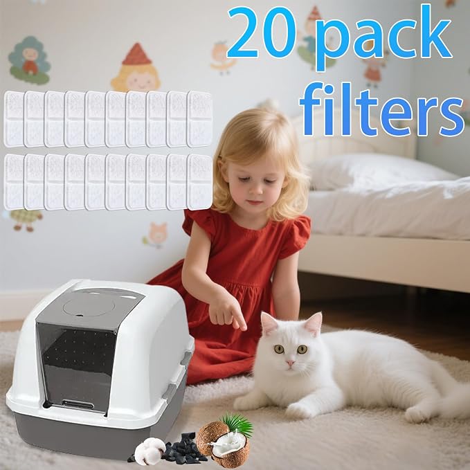 20 Pack Cat Litter Box Filters for Catit Airsift Jumbo/Regular/Smartsift Litter,Pet Air Filter Purifier
