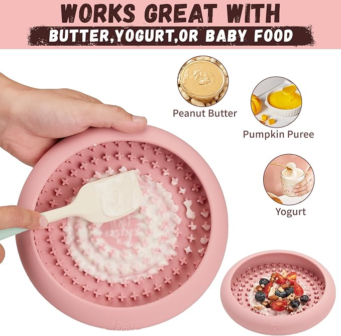 Dog Lick Bowl, Bestalk Anxiety Relief Slow Feeder Dog Lick Mat Treat Dispenser, Non-Slip Licking Bowl Enrichment Toys, BPA Free Silicone, Dishwasher Safe