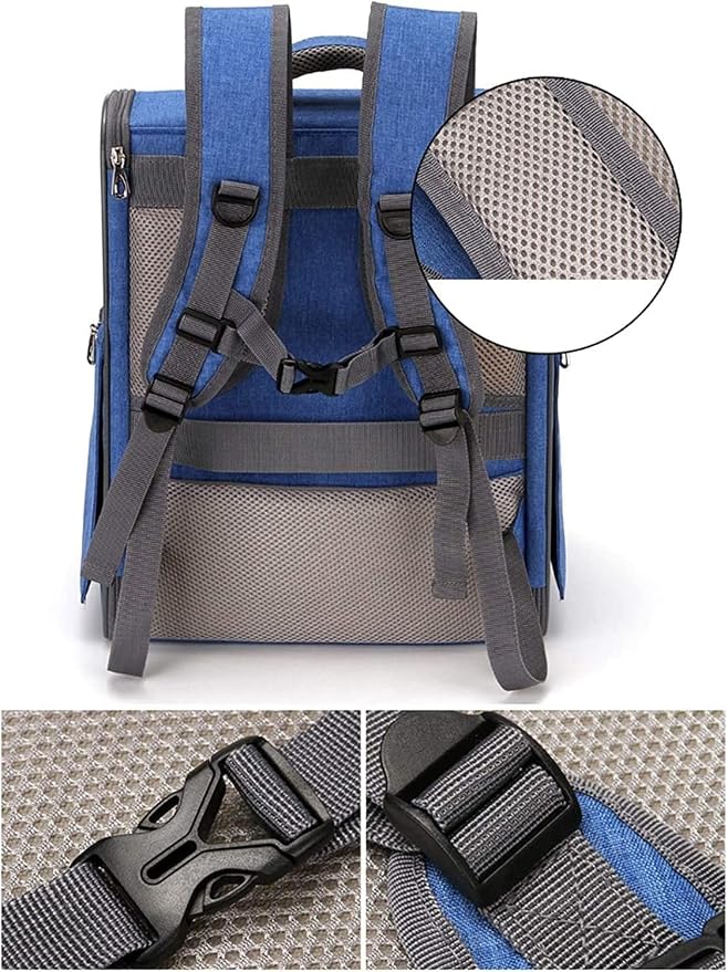 OLOTU Pet Backpack Collapsible Cat Backpack, Ventilated Design Cat Carrier, Outdoor Use Lightweight Portable Dog Backpack Carrier, Blue Spacious