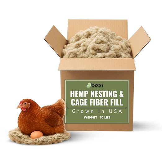 Hemp Nesting Fiber - 10 lb Chicken Nest Box Pad Hemp Fiber Fill - Absorbent DUST Free- Egg Laying Chickens coop, Horse stall, Rabbit, Reptile, Hamster, Cage Fibre, FiberFill Washable - Grown in USA