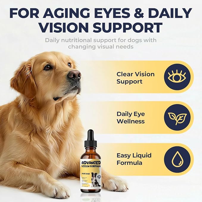 Advanced Vision Formula for Dogs, Supports Clear Vision, Daily Eye Comfort Wellness, Liquid Dog Eye Health Supplement with Lutein, Zeaxanthin, Bilberry, Vitamins A C E & Zinc, 2 fl oz