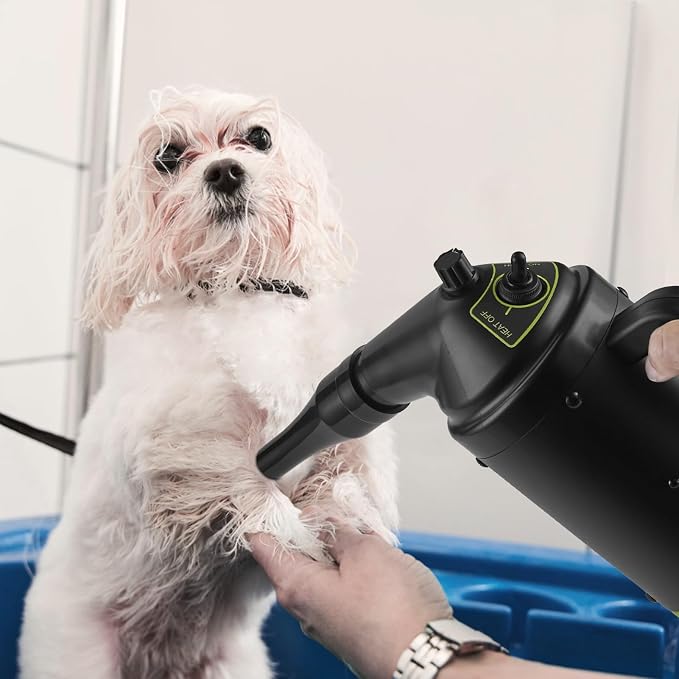 Johui Handheld Pet High Speed Hair Dryer for Dogs,Pet Grooming Dryer with Adjustable Speed and Temperature Control Dog Blow Dryer,Pet Hair Dryer with 4 Nozzle