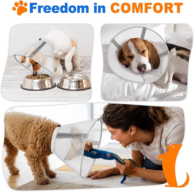 Breathable Mesh Dog Cone Collar for Surgery, Soft Elizabethan Recovery Alternative to Stop Licking,Pet Neck Collar for Large Medium Small Breeds, M