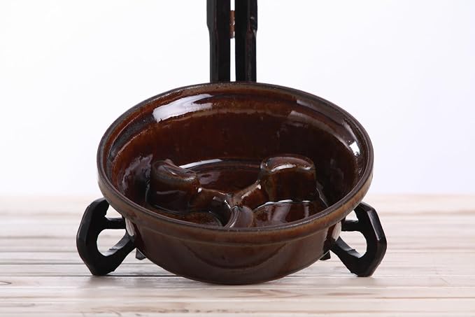 Willow Ceramics Dog Bowl – Handmade Ceramic Slow Feeder, 13.5oz Anti‑Gulp Bowl for Small to Medium Dogs, Dishwasher Safe, Made in USA (Dark Honey, 6inch)