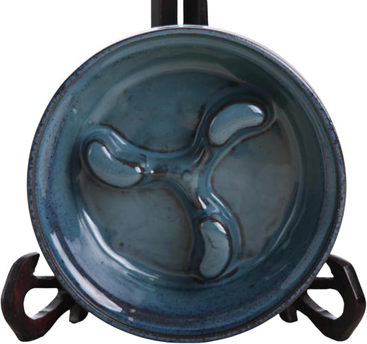 Willow Ceramics Dog Bowl – Handmade Ceramic Slow Feeder, 13.5oz Anti‑Gulp Bowl for Small to Medium Dogs, Dishwasher Safe, Made in USA (Peacock, 6inch)