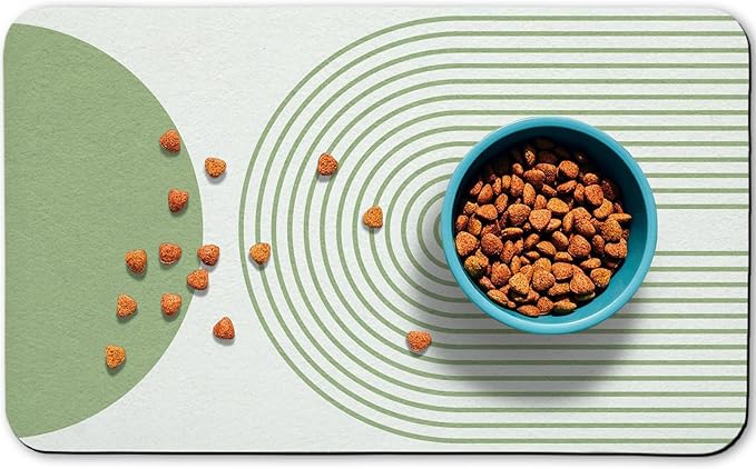 Dog Food Mats,Cat Absorbent Water Bowl Feeding Mats Pet Placemats for Food and Water Green Bohemia 12 * 20 inch