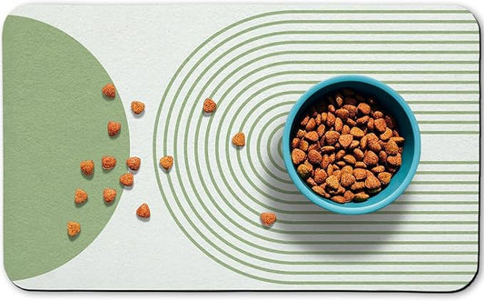 Dog Food Mats,Cat Absorbent Water Bowl Feeding Mats Pet Placemats for Food and Water Green Bohemia 12 * 20 inch