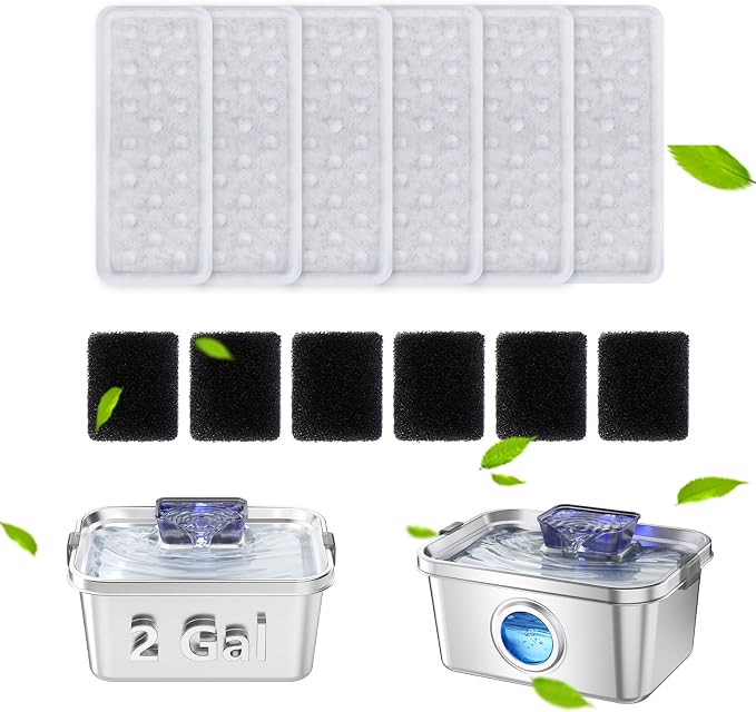 PETIMI A Bundle of Pet Water Fountain and Filters Set (6 Filters + 6 Sponges)