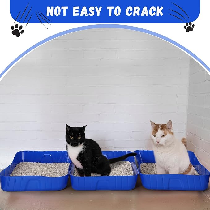 Bokon 25 Count Disposable Litter Box for Cat, Large Disposable Litter Tray for Travel Home Durable Portable Plastic Kitty Litters Boxes Leak-resistant Easy-grip Rim, 15.7 x 11.8 x 3 Inches(Royal Blue)