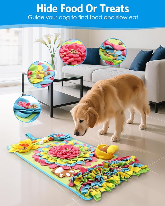 AMIR Upgrade Slow Feeder Mat for Dogs – Anti-Gobble & Anti-Anxiety Dog Food Mat, Snuffle Mat for Boredom Relief & Mental Stimulation, Works for All Breeds, Sizes & Ages