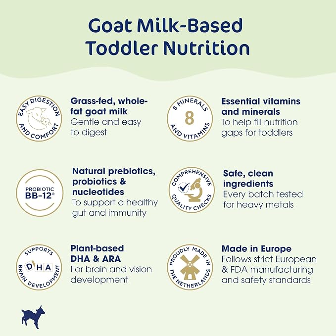 Kabrita Goat Milk-Based Toddler Nutrition Drink, 12–24 Months, Gentle & Easy to Digest, Clean Label Project Certified, Supports Gut Health, Immunity & Brain Development 28oz (Pack of 1)