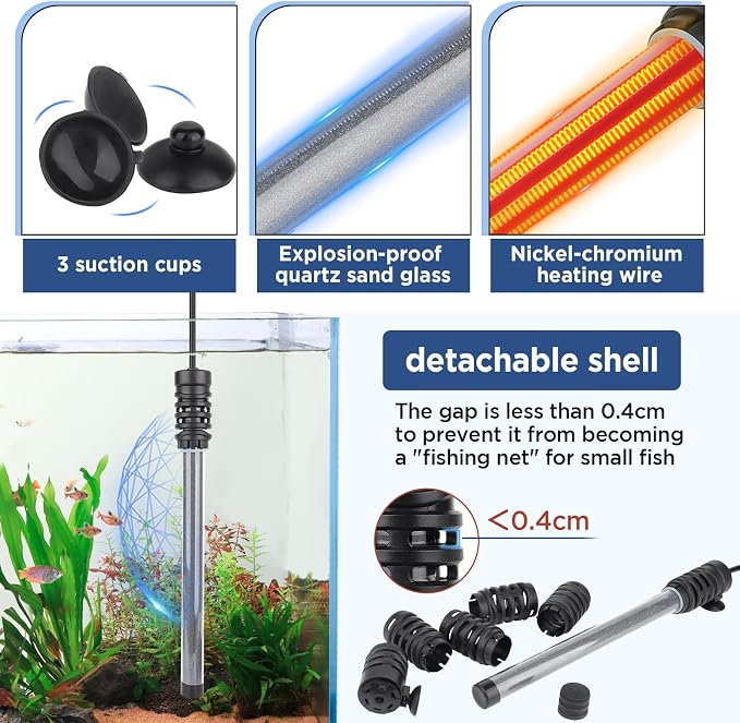 hygger Aquarium Arowana Heater,800W Removable Shell Submersible Fish Tank Heater with LED Digital Display,800W for 80-220 Gallon Medium and Large Freshwater and Saltwater Fish Tank