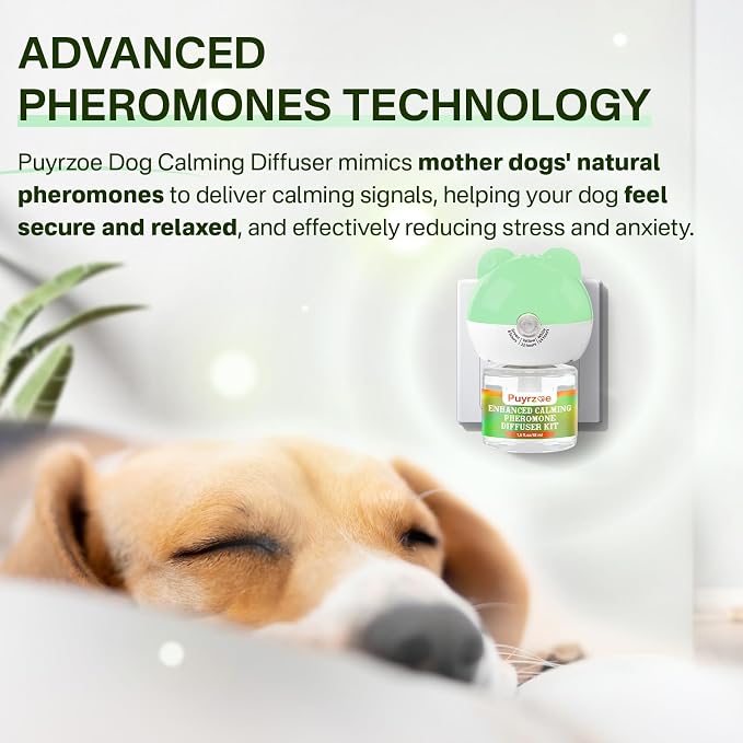 Cat 6-in-1 Calming Diffuser & Dog 6-in-1 Calming Diffuser Set – with Pheromones for Stress Relief, Anxiety Reduction, Includes 4 Diffusers + 8 Refills (for Cats & Dogs)