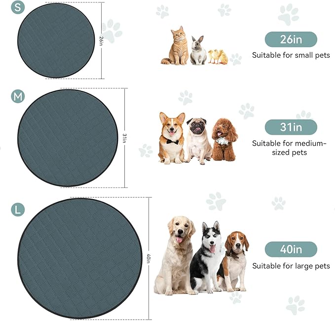 Siedihit Washable Reusable Pet Pee Pads, Absorbent Non-Slip Training Mat for Dog Cat Rabbit Puppy Kitten, Whelping Playpen Crate Bed Cage Home Indoor Outdoor (Large - 2pack, Round)