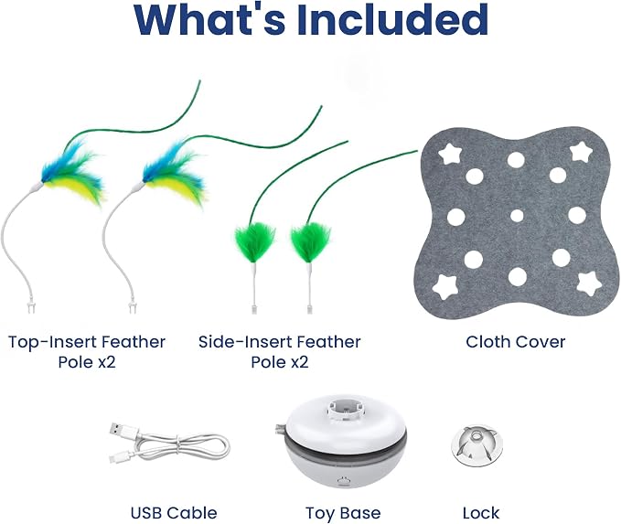 PAWSPIK 3-in-1 Hide & Seek Interactive Cat Toy - Rechargeable Automatic Feather Chasing & Tumbling Peek-A-Boo Exercise Toy for Bored Indoor Cats & Kittens