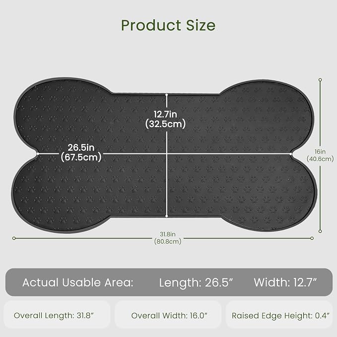 PWTAA Dog Food Mat Anti-Slip Silicone Dog Bowl Mat Thicker Pet Placemat Waterproof Cat Feeder Pad with Raised Edge Puppy Kitten Feeding Mats Suitable Small Medium-Sized Dogs Cats Eating Tray