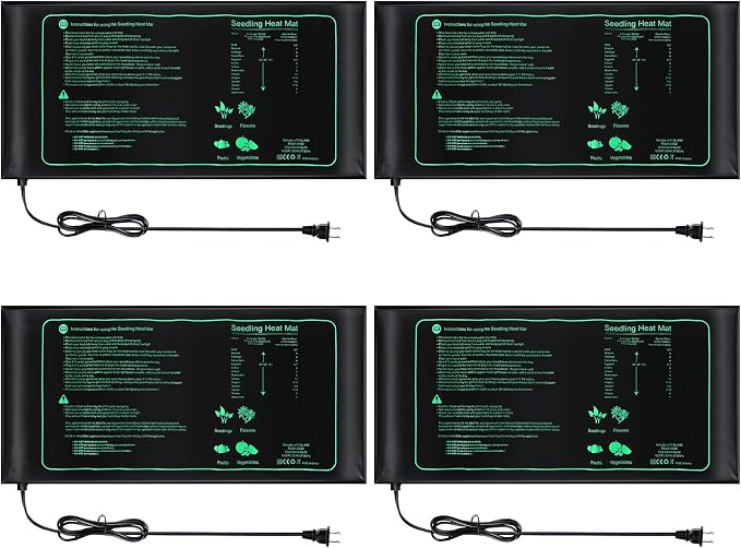 4 Pack Seedling Heat Mat Heating Mat for Seedlings Grow Mats Waterproof Hydroponic Heating Pad Heat Plant Heating Mat for Indoor Plants Grow Seed Starting Greenhouse(10" x 20.75")