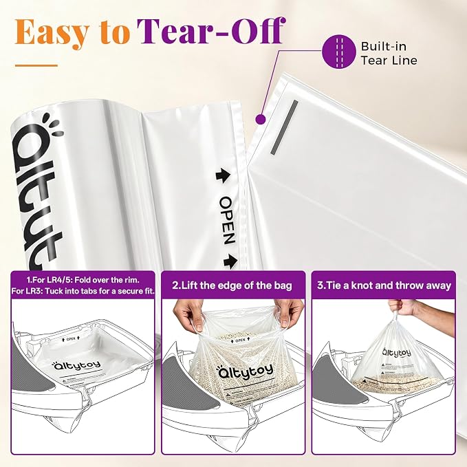180 Pack Automatic Cat Litter Box Waste Bags Compatible with Litter Robot 5/4/3, 30LBS Heavy Duty Litter Box Liners,Transparent,Sensor-Compatible,9-11 Gallon,Leak-Proof,Replacement Cat Waste Liners