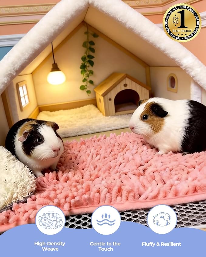 12PCS Guinea Pig Bath Mats Set, Washable, Reversible Guinea Pig Bedding Fleece Liner, 16x12 Inch Guinea Pig Mats for Cage Include Tooth Grinding Toy, Reusable Pet Pee Pads for Rabbit, Bunny, Hamster