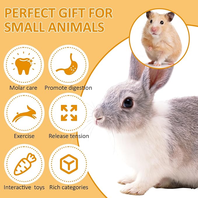 VESPRO 30PCS Guinea Pig Hay Food Natural Rabbit Chew Toys for Teeth，Hamster Toys, Bunny Chew Toys Timothy Hay Treats for Rabbits Chinchillas Rats, Small Animals Teeth Grinding
