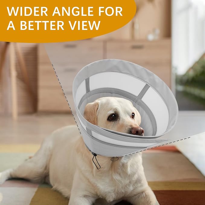 ASENKU Dog Cone Collar, Soft Adjustable Cone for Dogs to Stop Licking, Lightweight Recovery Dog Cone After Surgery, Pet E-Collar for Small, Medium & Large Dogs(Grey,L)