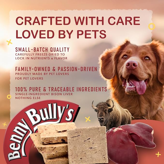Benny Bullys Bison Liver Chops Dog Treats - 243g/ 8.6oz