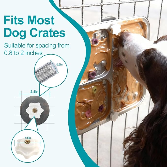 Stainless Steel Lick Mat for Dogs & Cats, Dog Lick Mat with Suction Cups & Crate Mount, Chew-Proof Slow Feeder with 3 Textured Zones for Calm Feeding & Anxiety Relief [1Pack]