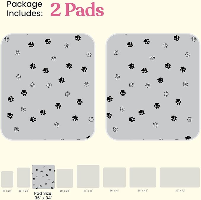Super Absorbent Washable Pee Pads for Dogs - 2-Pack Superior Reusable Puppy Pads Pet Training Pads –100% Waterproof Dog Pee Pad Protects Against Urine Leakage Non-Slip Grip Prevents Slipping& Bunching