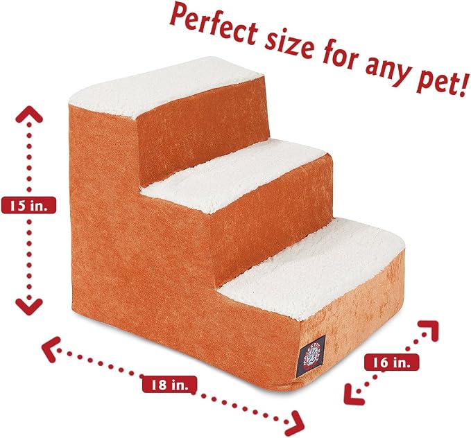3 Step Portable Pet Stairs By Majestic Pet Products Villa Orange Steps for Cats and Dogs Tangerine