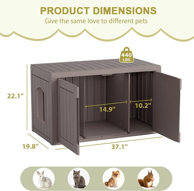 Cat Litter Box Enclosure, Hidden Enclosed Litter Box Furniture with Adjustable Partition, Multi-Functional Outdoor Cat House, Side Table, Easy to Clean, Dark Grey