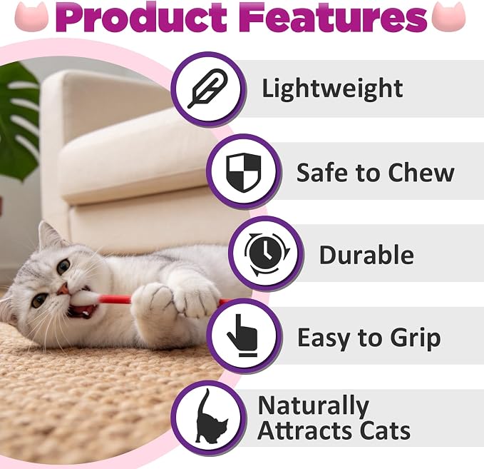 18 Pcs Cotton Swabs Cat with Catnip, Interactive Kitty Kick Sticks | Durable for chew, Soft plushfor, for anxiety and digestive aid