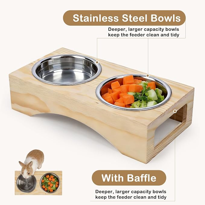 3-in-1 Wooden Rabbit Hay Feeder with Litter Box for Rabbits & Small Pets | Sturdy Wooden Hay Feeder Set for Guinea Pigs, Chinchillas, Hamsters, Ferret and Other Small Animal