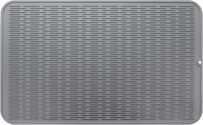 MicoYang Silicone Dish Drying Mat for Multiple Usage,Easy clean,Eco-friendly,Heat-resistant Silicone Mat for Kitchen Counter or Sink,Refrigerator or Drawer Liner Grey 3XL 28 inches x 18 inches