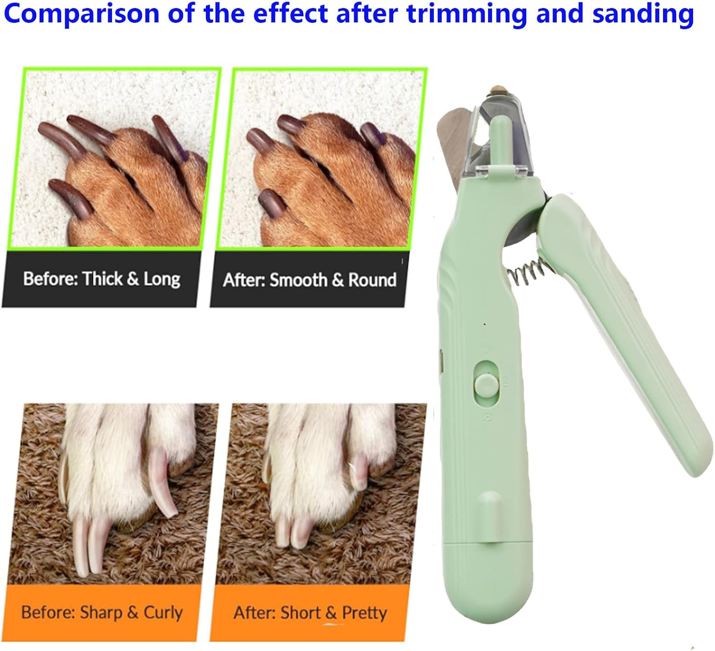 2 In 1 Pet Nail Clipper and Grinder, Professional Electric Rechargeable Pet Nail Fast Trimmer, Painless, Claw Care Grooming, Smoothing, Silent - Shockproof, For Small, Large Dogs & Cats, upgraded