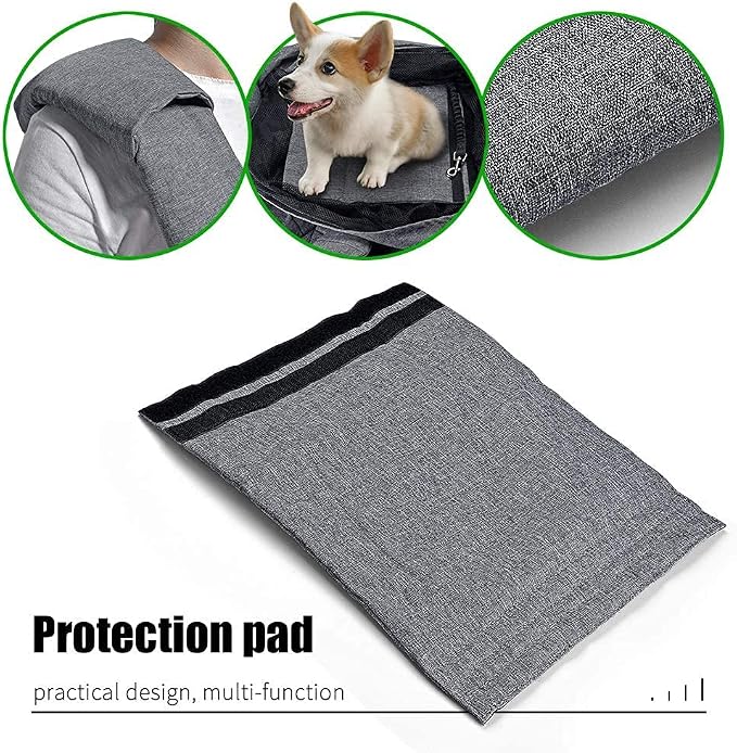 Dog Cat Sling Carrier Adjustable Padded Shoulder Strap with Mesh Pocket for Outdoor Travel (Grey, L - 8 to 15 lbs)