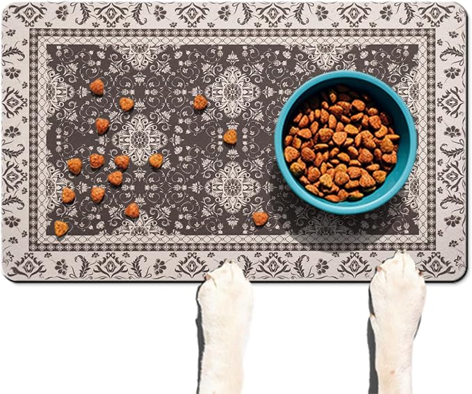 Dog Food Mat for Floors Waterproof Quick Dry Pet Placemat Cat Feeding Bowls Mats for Food and Water, Eco-Friendly Dog Accessories Diatomite Pets Supplies 17" X 30"