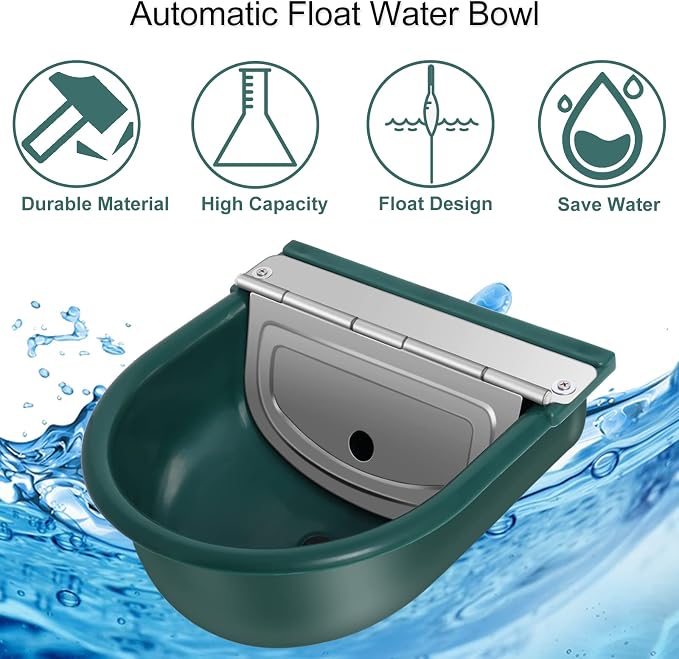 Automatic Water Dispenser for Dogs, Plastic Automatic Dog Water Dispenser Livestock Waterer with 2 Float Valves Quick Connector, for Auto Dog Water Dispenser Water Toughs for Livestock