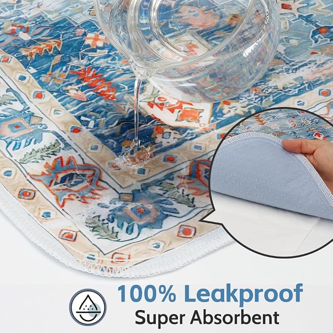 Washable Pee Pads for Dogs 2 Pack Reusable Puppy Training Pads 24"x18" Super Absorbent Waterproof Dog Training Pads, Non-Slip Potty Pads Whelping Pads Litter Mat Pet Supplies - Blue/Mix