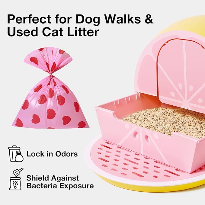 VETRESKA Dog Poop Bag Dispenser with Smoked Cherry Scented Poop Bags, Leak Proof and Extra Thick Pet Waste Bags, 1 Poop Bag Holder and 105 Bags for Dog Walking and Cats Litter