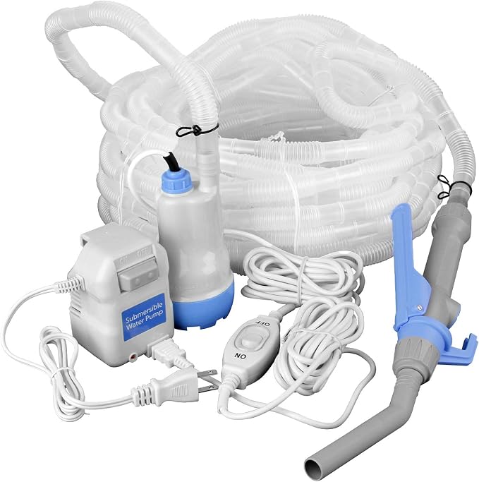 TERA PUMP TRAQUA-XXL Electric Pump for Extra Large Fish Tank Aquarium | 50 feet Hose/pump to 2nd floor, Flow Rate Control nozzle, Safety Double On Off Button with 3ft wire, Water Filter