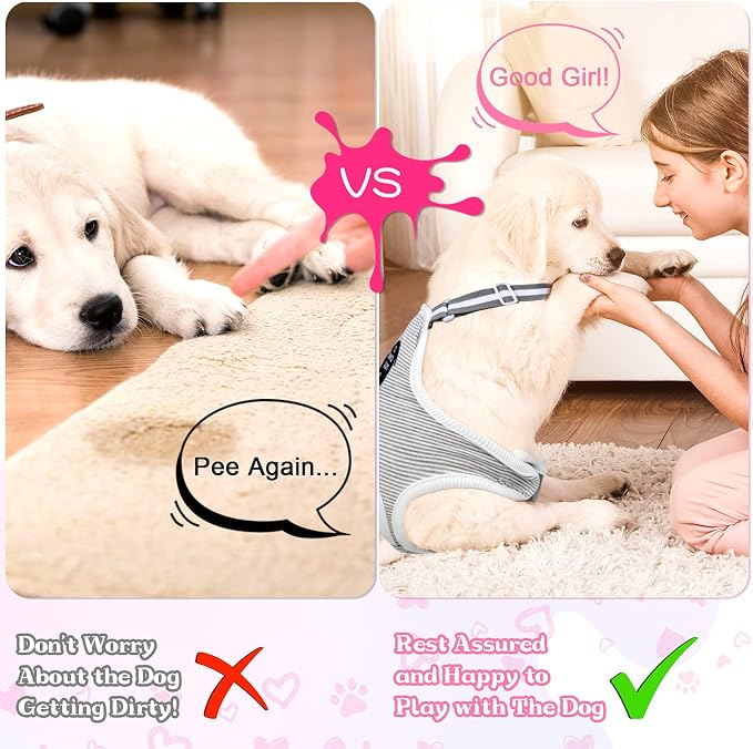 Nuanchu 3 Pcs Female Dog Diaper Sanitary Panties with Adjustable Suspender, Washable Reusable Doggie Diapers for Small Medium Large Dog in Heat Period Menstrual Pet Cats Ducks(Animal Pattern,L)