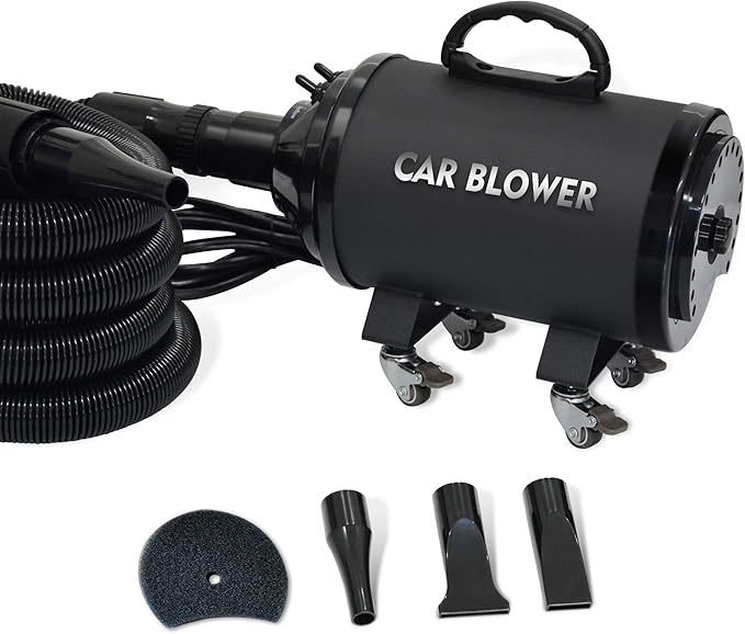 SHELANDY Powerful Motorcycle & Car Dryer with 14 Foot Flexible Hose & Wheels - for Auto Detailing and dusting,black