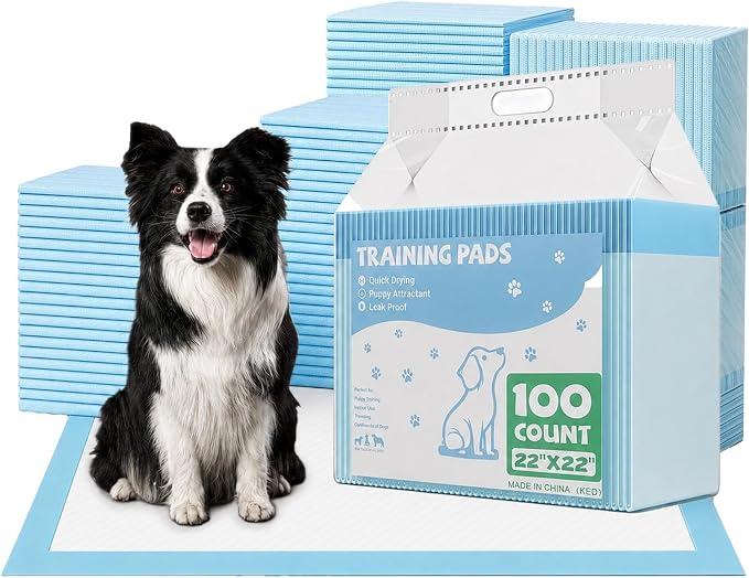 DUMOS 100 Count Puppy Pads for Dogs, 22" x 22" Potty Puppy Training Pad, 6-Layer Dog Cat Pee Pads, Super Absorbency Disposable Pet Leakproof Quick Drying Pad