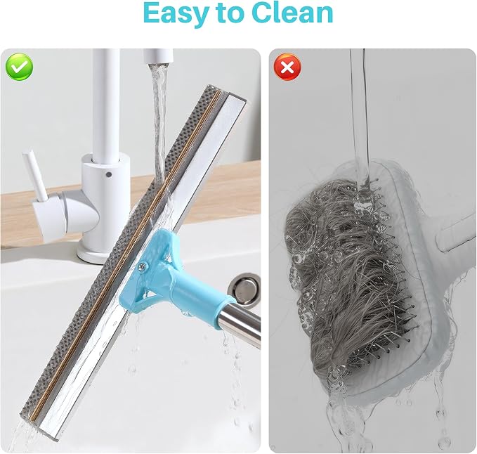 JOYMOOP 2 PCS Carpet Rake for Pet Hair Removal, 63" Adjustable Long Handle Carpet Rake and Short Handle Carpet Scraper for Carpet, Sofa,Cloth, Metal & Silicone Pet Hair Removal Tool