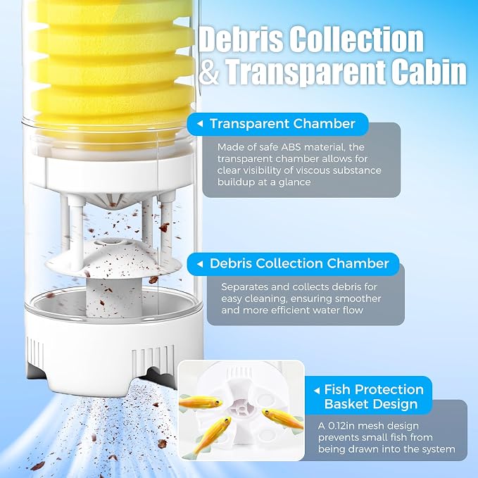 Vehipa Fish Tank Filters, 4-in-1 Aquarium Filter for Multi-Layer Filtration, Adjustable Oxygenation & Wavemaker, Ultra-Quiet Water Circulation for 40-70 Gallon Aquariums, 225GPH