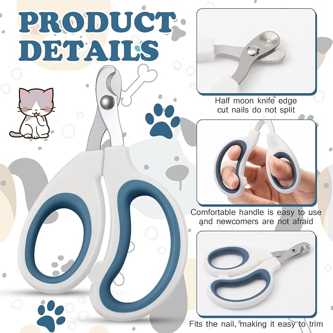 Therwen 24 Pcs Cat Nail Clipper Bulk Cat Nail Trimmer Kitten Claw Clippers Pet Nails Cutter Claw Care for Cats Kittens Bunny Puppy Rabbit Gatos Sharp Safer (Single-Hole,White Series)