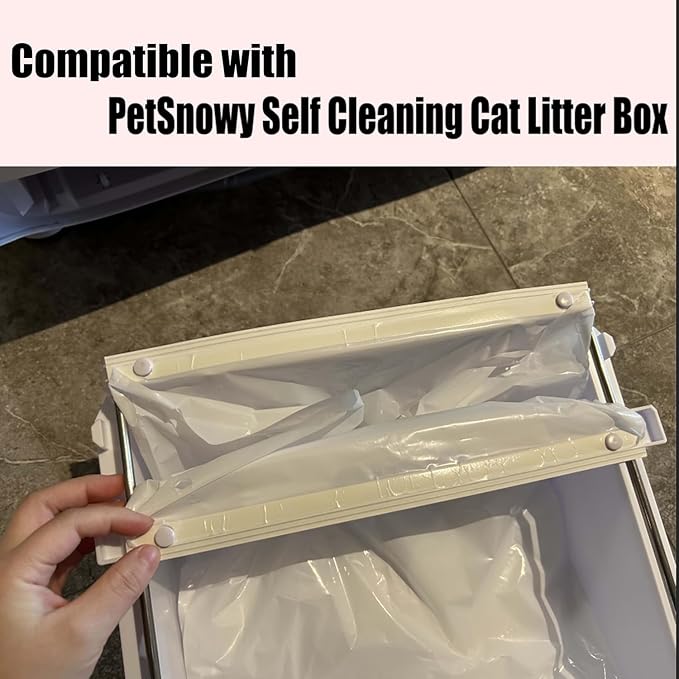 Cat Litter Box Liners for PetSnowy SNOW+ Cat Litter Box, 100 PCS Self-Sealing Waste Drawer Bags for Automatic cat Litter Box (100 Pcs)