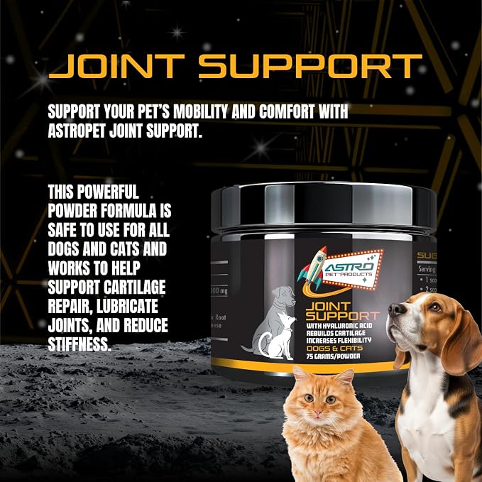 AstroPet - Joint Support - Joint Dietary Supplement for Dogs & Cats - Supports Cartilage Repair, Flexibility & Stiffness - Green Lipped Mussels, Glucosamine & Chondroitin - Made in USA - Powder - 75 g