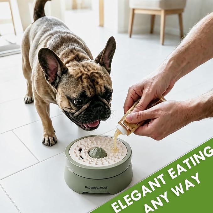 Slow Feeder Dog Bowls for Liquid Treat, Entertained Ball-in, Dog Lick Bowl, Pup Lick Toy for Large Medium Small Breeds Dietary Supplement/Post-op Nutrition (Grass Green)